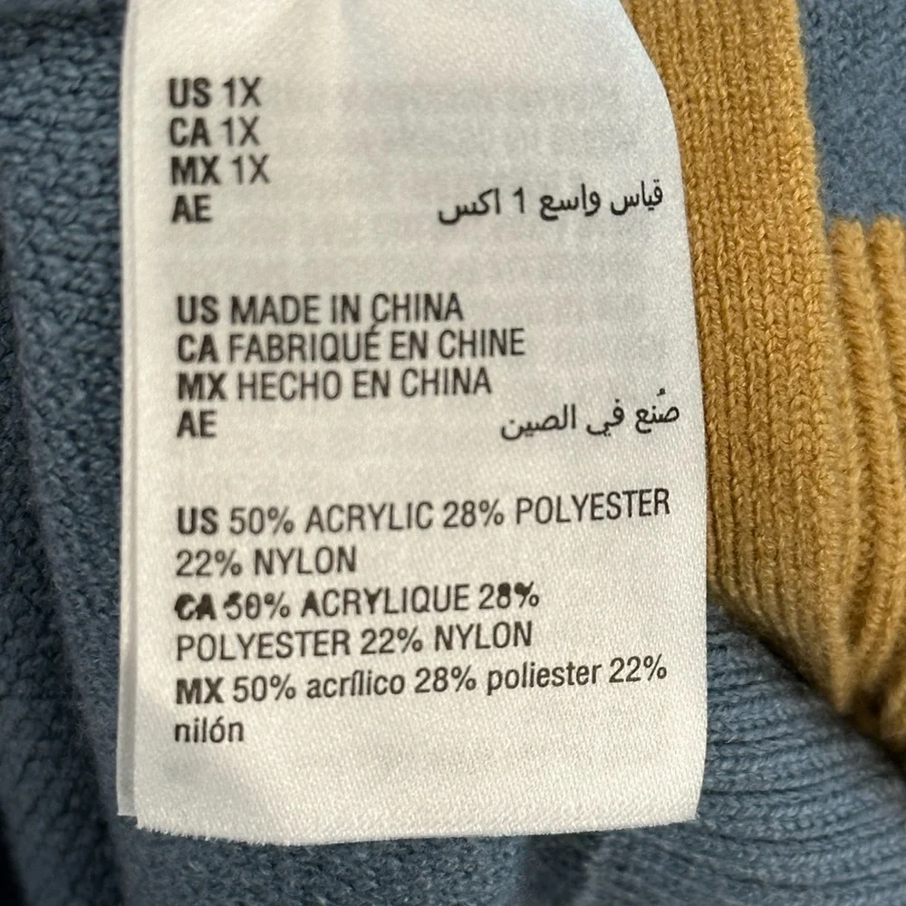 Style & Co Long Sleeve Geometric Print Mixed Media Cardigan - Blue - size 1X - Picture 7 of 11